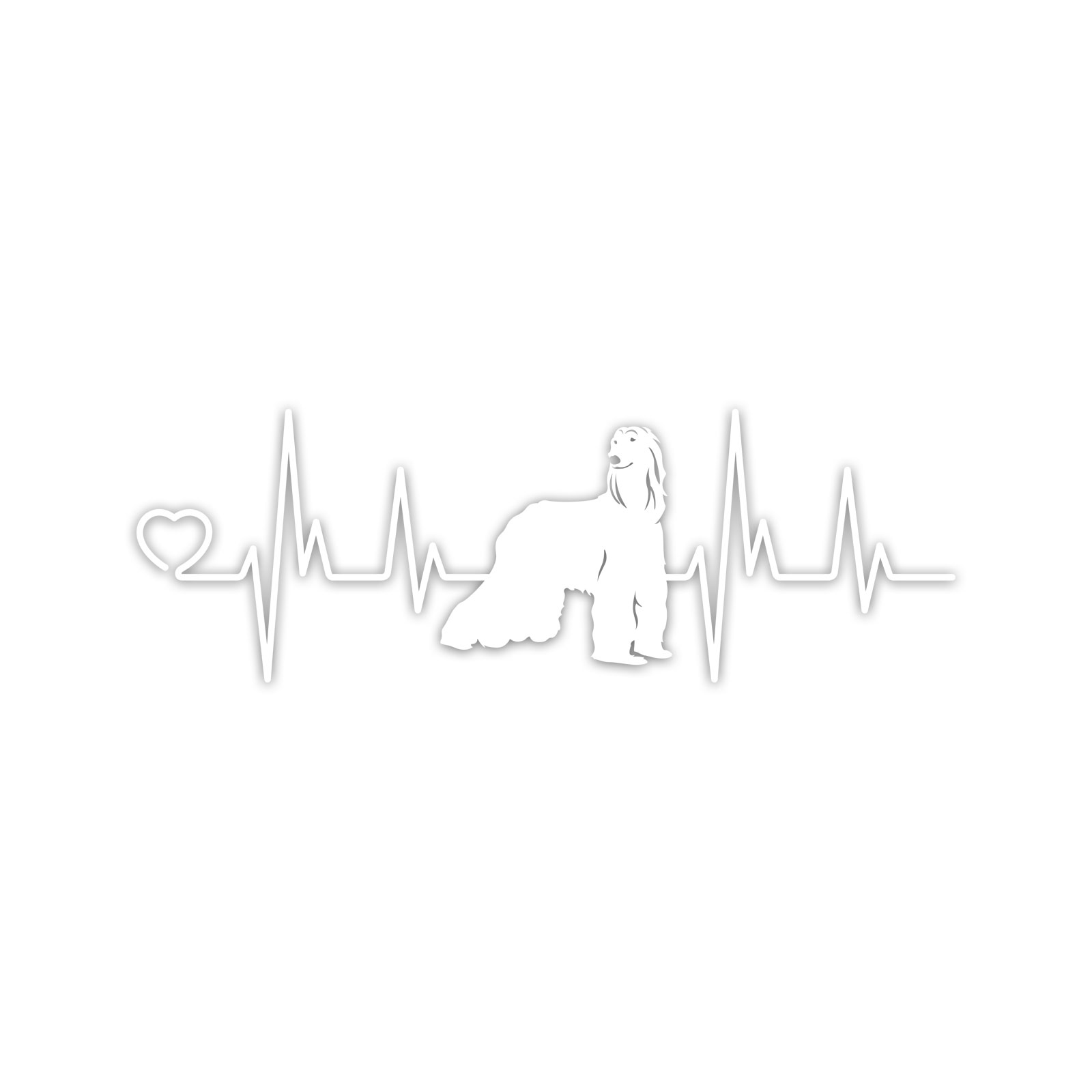 Afghan Hound Heartbeat Lifeline Vinyl Sticker Die Cut Weatherproof UV Protected
