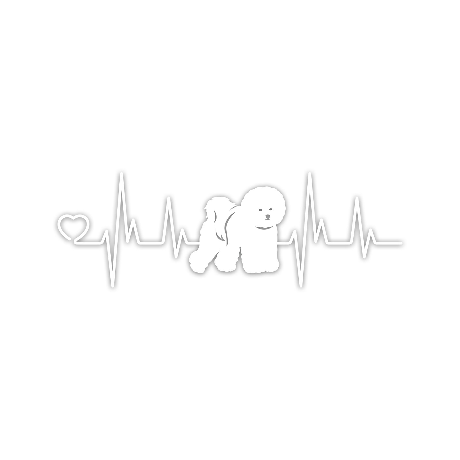 Bichon Heartbeat Lifeline Vinyl Sticker Die Cut Weatherproof UV Protected