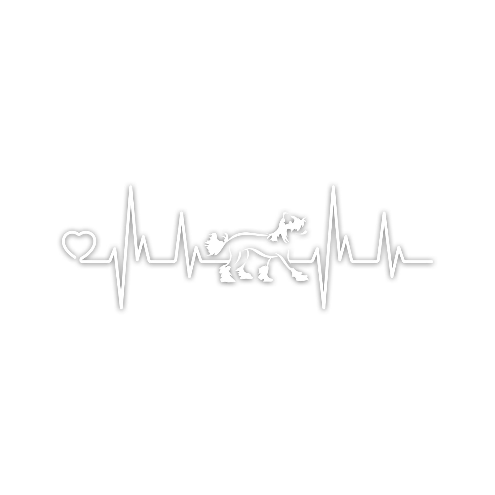 Chinese Crested Heartbeat Lifeline Sticker Die Cut Weatherproof UV Protected