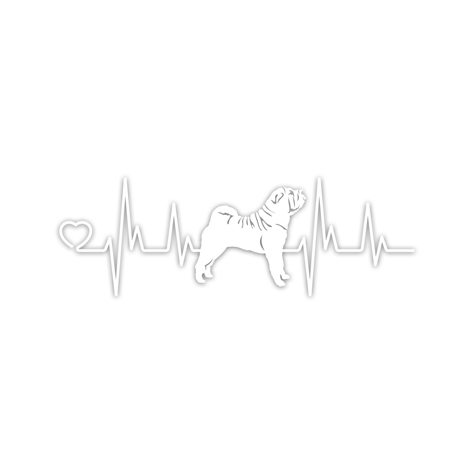 Sharpei Heartbeat Lifeline Vinyl Sticker Die Cut Weatherproof UV Protected